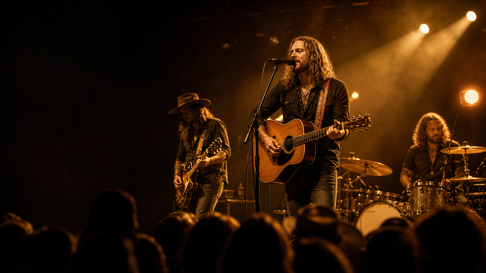 Artists performing live on stage